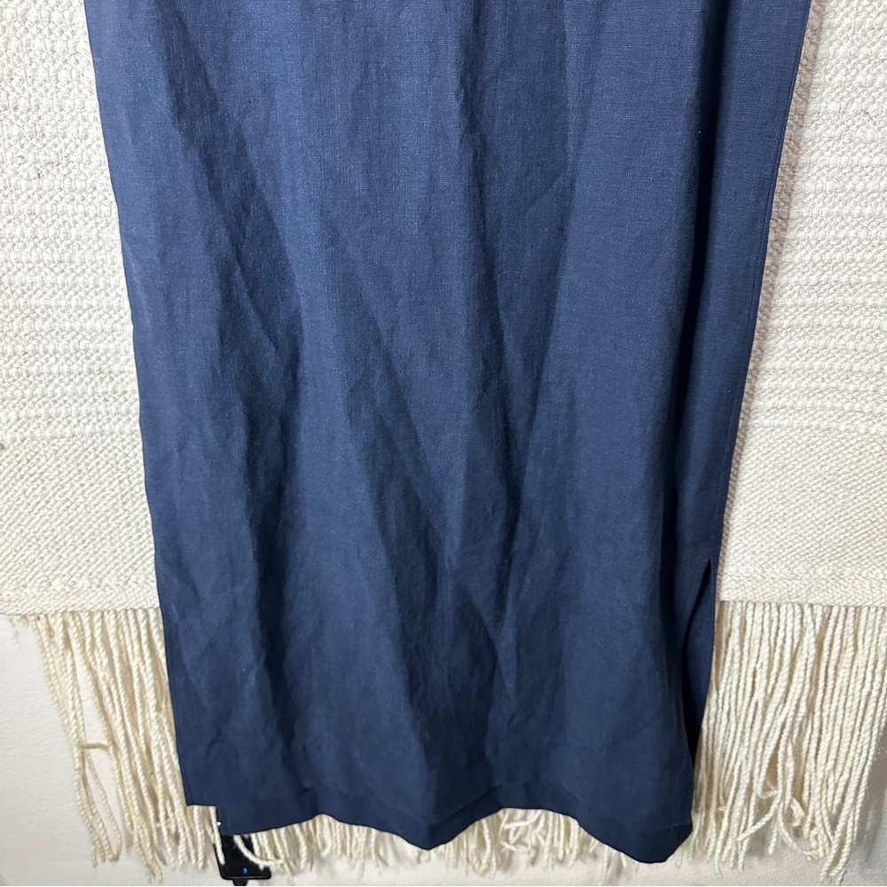 TAYLOR STITCH navy blue Loma linen midi dress M - Picture 3 of 11